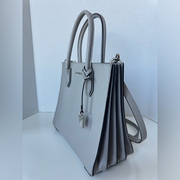 Michael Kors Mercer Grey Leather Tote Bag Purse - Picture 2 of 14